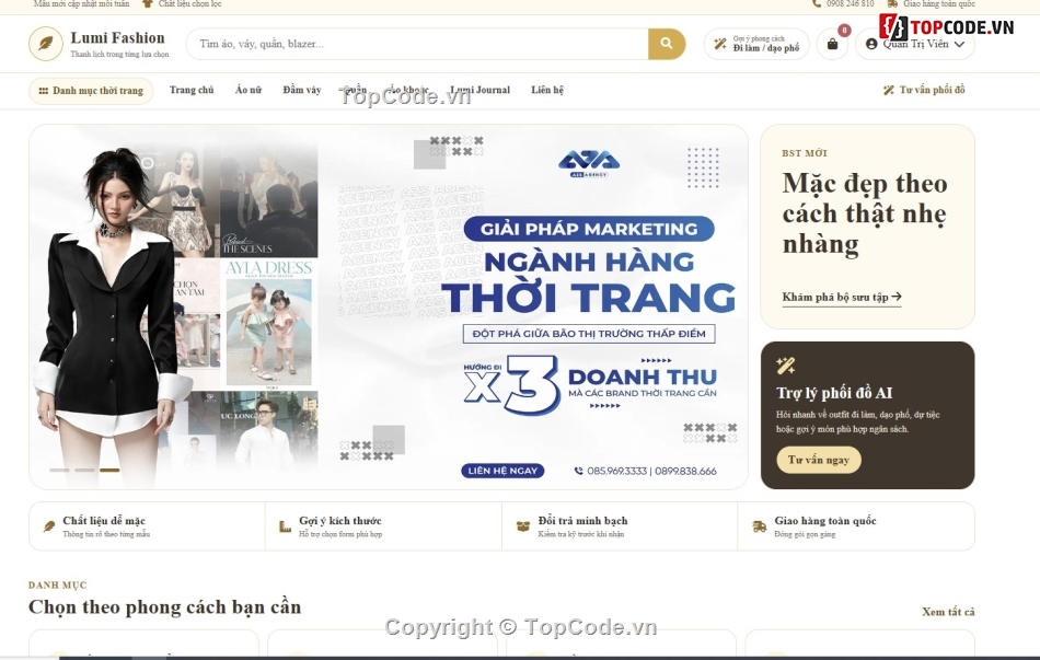 web bán quần áo,code bán áo quần,website in áo